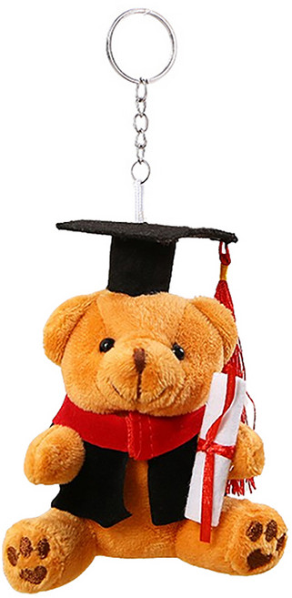 다다랜드 졸업 축하 학사모 곰돌이 키링, 18cm, 브라운, 1개