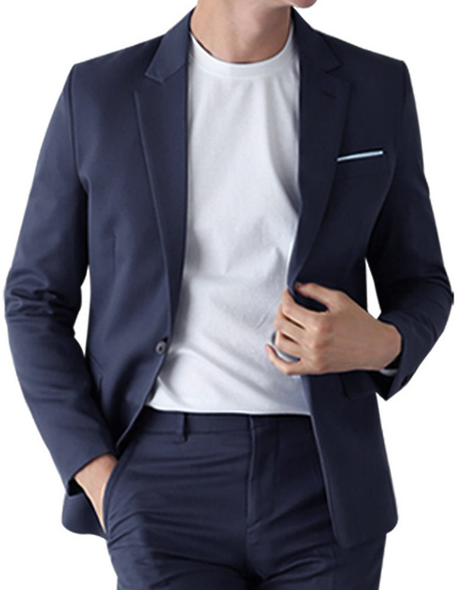 Jeje 男士修身單扣休閒西裝外套