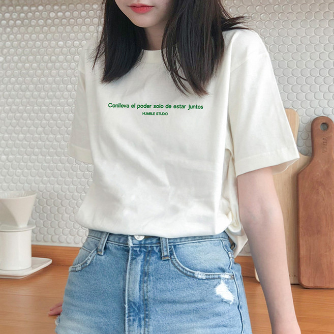 험블스튜디오 17수 레터링 통기성 반팔 티셔츠