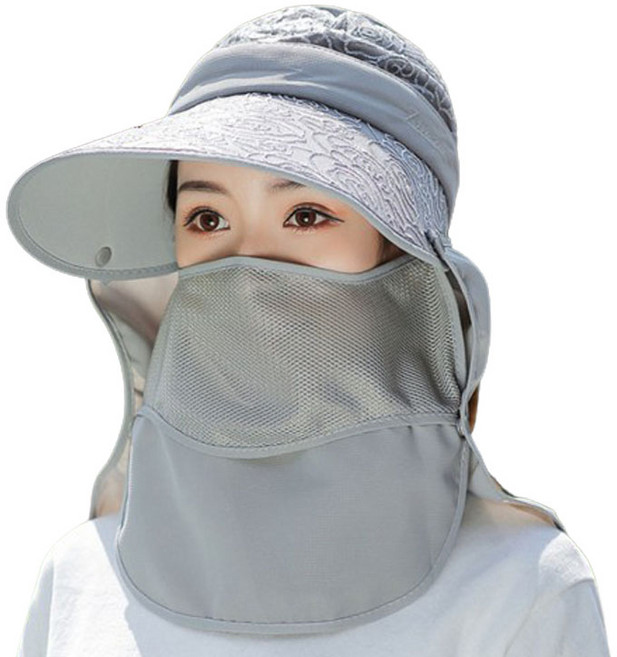 엔젤야옹 자외선차단 꽃무늬 4단 변신 모자, 그레이