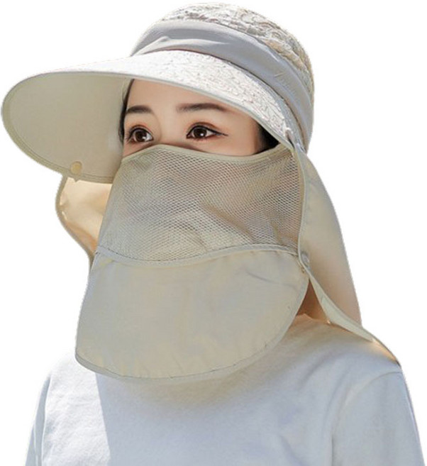 자외선차단 꽃무늬 4단 변신 모자, 베이지