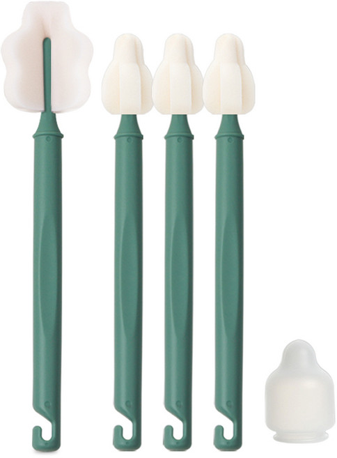 하이비 몽글이 젖병 젖꼭지 세척솔 5종 세트, 1세트, 올리브그린