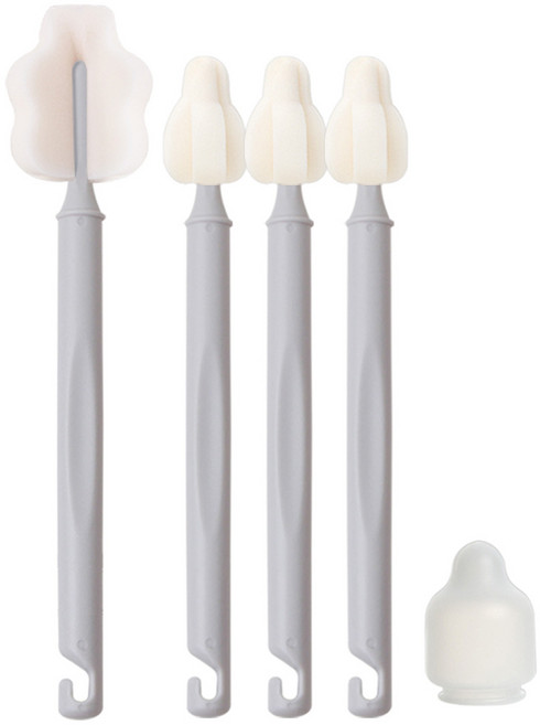 하이비 몽글이 젖병 젖꼭지 세척솔 5종 세트, 1세트, 라이트그레이