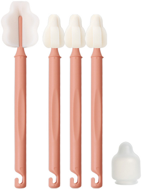 하이비 몽글이 젖병 젖꼭지 세척솔 5종 세트, 1세트, 코랄