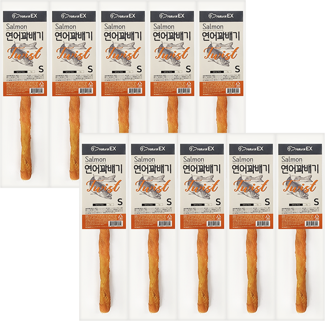 네츄럴이엑스 강아지 연어 꽈배기 S, 7g, 10개