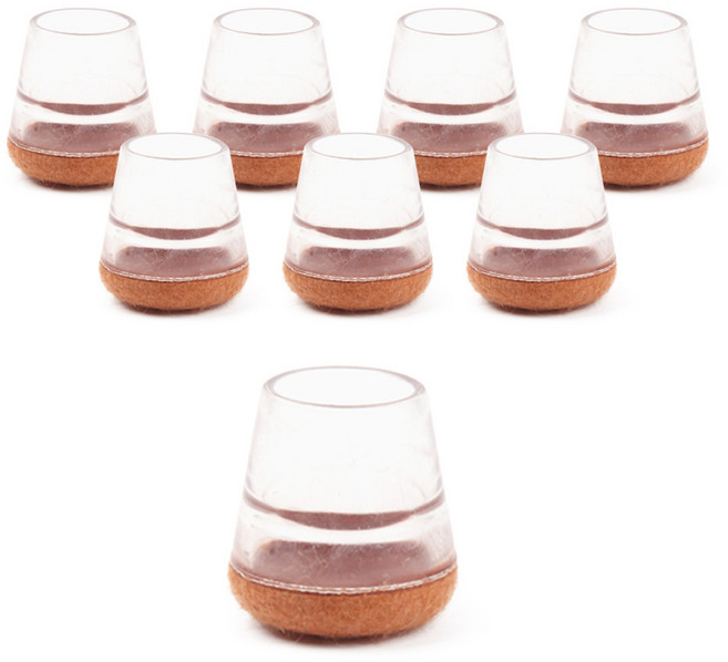 브랜드홈 미끄럼방지 투명 의자발 커버, 브라운, 8개