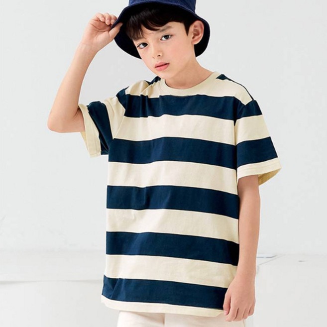 유니프랜드 아동용 통기성 스트라이프 반팔 티셔츠