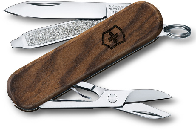 빅토리녹스 클래식 SD 우드 스몰 포켓 아미 나이프 0.6221.63, 브라운, 1개