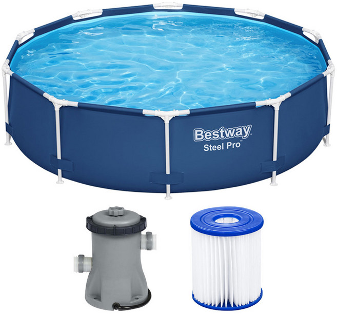 베스트웨이 원형 기둥 풀장 + 여과기 + 수리패치 + 필터 세트 PL56679, 네이비, 1개
