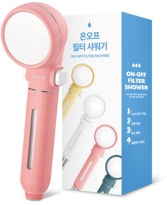 네이쳐리빙 마카롱 온오프 필터 샤워기, 1개, 핑크