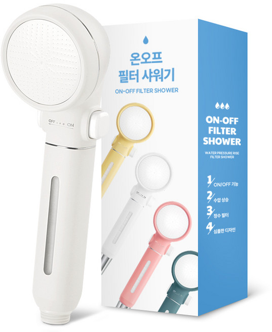 네이쳐리빙 마카롱 온오프 필터 샤워기, 1개, 화이트
