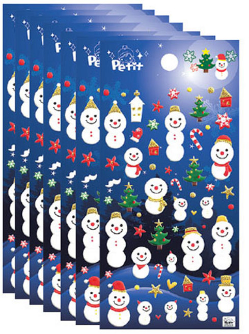 쁘띠팬시 시즌스티커 겨울 해피스노우맨 DA5141B, 혼합색상, 7개