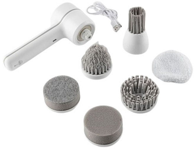 Haatz 바스버디 C타입 충전용 욕실 청소기 + 헤드 6종 세트, CEB-131F(청소기), 화이트(청소기)