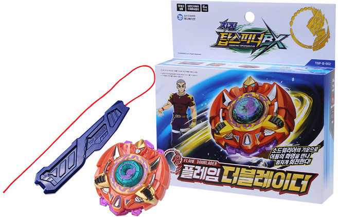 초이락 차징 탑스피너 BX 플레임 더블레이더 배틀팽이, 혼합색상, 1개
