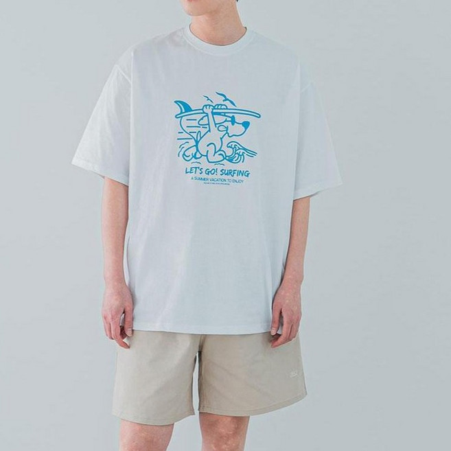 앨빈클로 서핑 도그 오버핏 통기성 반팔 티셔츠 AST4265