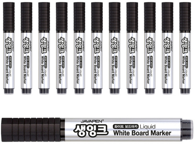 자바펜 생잉크 화이트 보드마카, 흑색, 12개