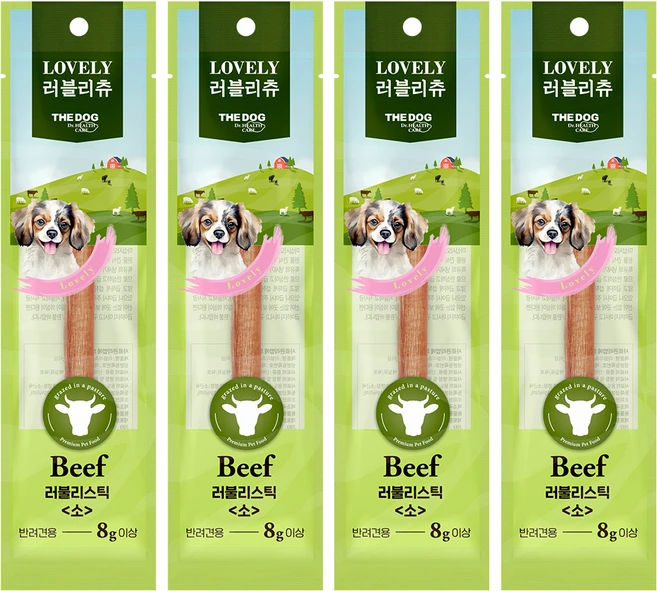 더독 강아지 러블리츄 불리스틱 간식 소형, 소근육, 8g, 4개 - 쿠팡
