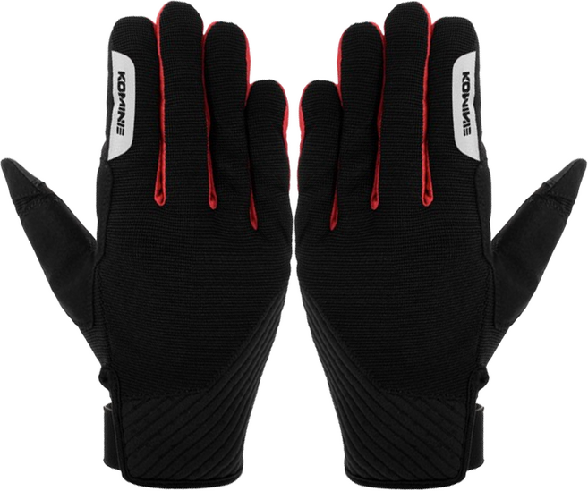 KOMINE 網眼觸控手套 雙手穿戴 GK-1853, BLACK + RED