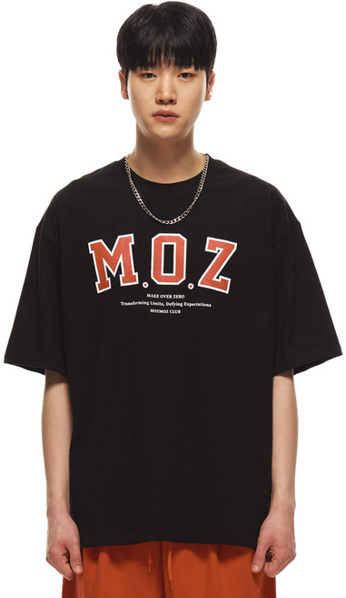MOZMOZ MOZ 寬鬆版型透氣短袖T恤, 黑色