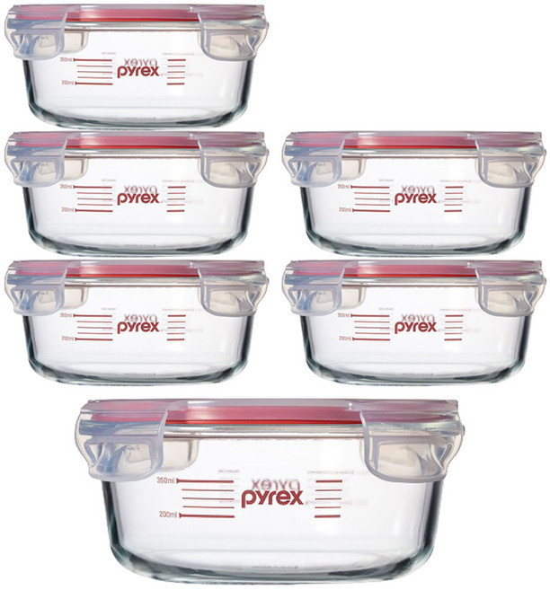 파이렉스 4면밀폐 계량용기 원형 620ml, 6개, 단품