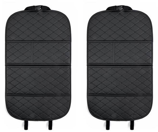 카템 감탄 가죽 킥 매트 자수형, 블랙, 2개