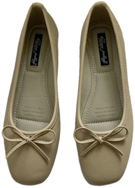 해피필링 여성용 카라 리본 플랫 발 편한 플랫슈즈