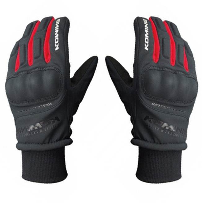 코미네 오토바이 바이크 방풍 프로텍터 스마트터치 방한장갑 양쪽 세트 GK-816, BLACK + RED