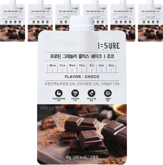 I SURE 蛋白麥片奶昔飲 巧克力口味, 40g, 7個