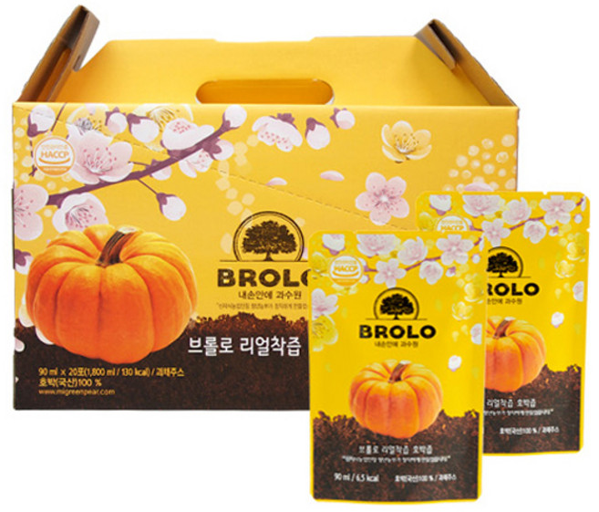 브롤로 리얼착즙 호박즙 스탠딩 파우치형 20p, 1개, 1.8L