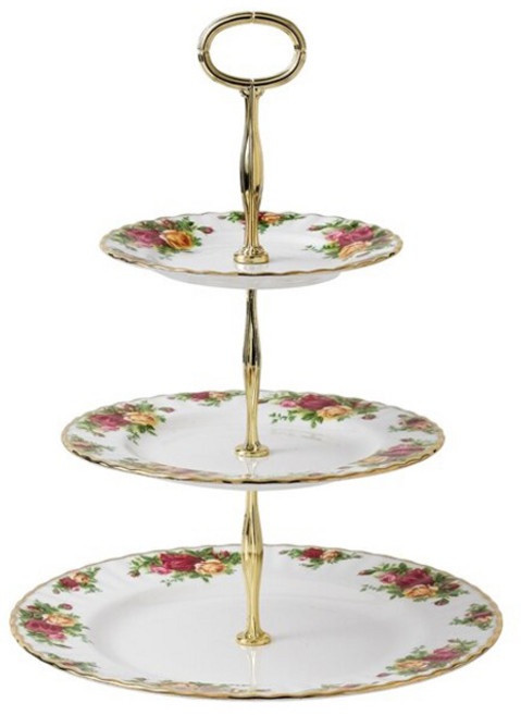 로얄알버트 황실장미 3단 케이크 스탠드, 혼합색상, 1개