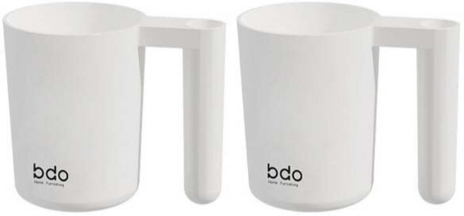 더자카 심플 원형 칫솔꽂이 양치컵, 화이트, 2개