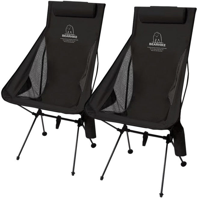 베어하이크 와이드 웰 접이식 캠핑의자, 블랙, 2개