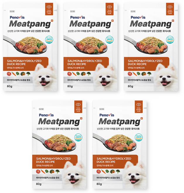 페노비스 전연령 강아지 미트팡 하이포알러제닉&눈물 화식사료, 연어, 80g, 5개