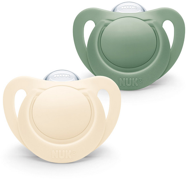 누크 유아용 For 네이처 노리개젖꼭지 2종 세트, S1 (0~6개월), 그린 +  베이지, 1세트