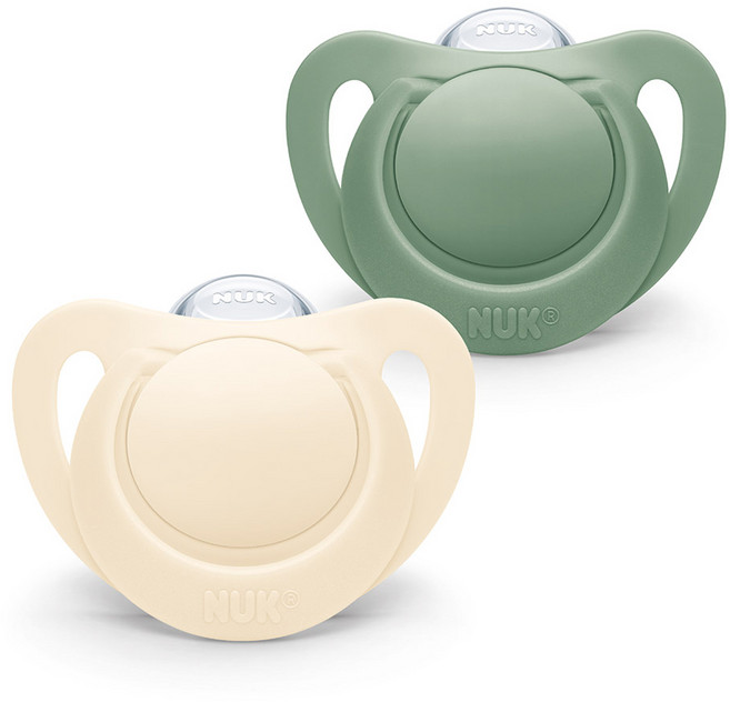 누크 유아용 For 네이처 노리개젖꼭지 2종 세트, S2 (6~18개월), 그린 + 베이지, 1세트