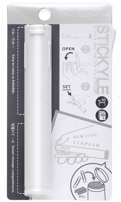 동아피엠에스 Sunstar 접이식 스틱형 스테이플러, 화이트, 1개