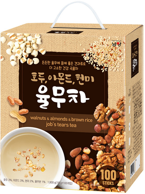 남양유업 호두 아몬드 현미 율무차, 18g, 100개입, 1개