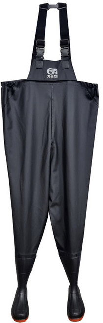 가드맨 낚시 해루질 갯벌 PVC 가슴 장화 작업복, 블랙, 1개