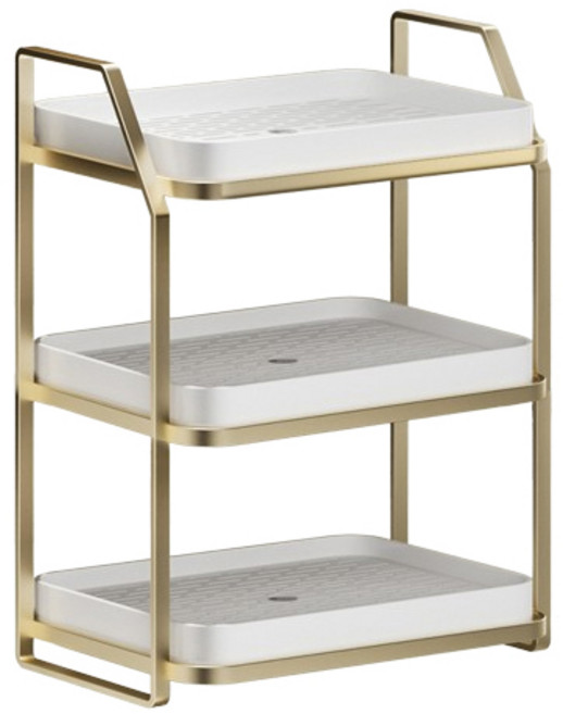 블럭마트 물컵 보관랙 건조 트레이 데스크탑, 3단, 화이트골드, 1개