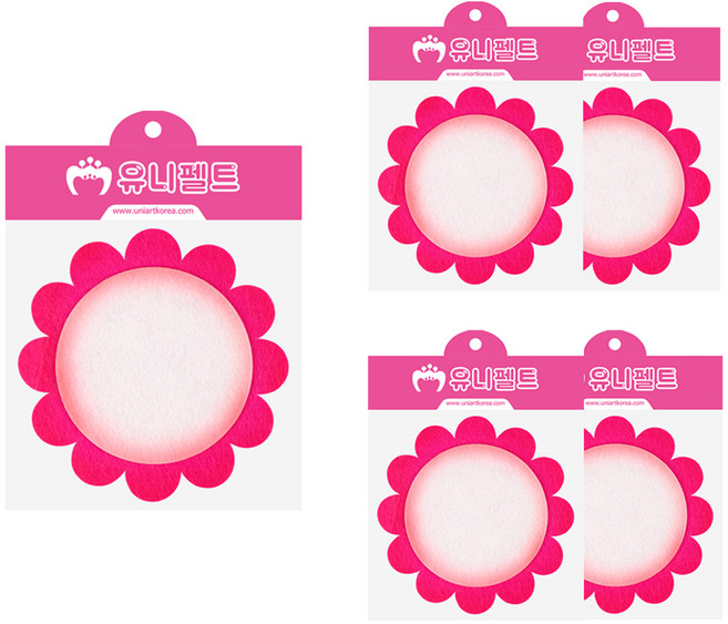 유니아트 3000 펠트 투톤 미소꽃판 신형, 분홍, 5개