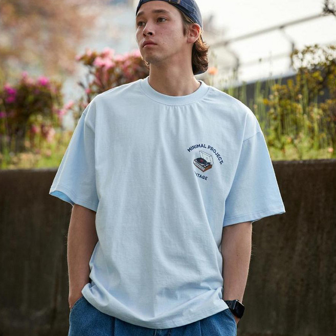 미니멀프로젝트 남여공용 통기성 턴 테이블 빈티지 오버핏 면 반팔티셔츠 MST148