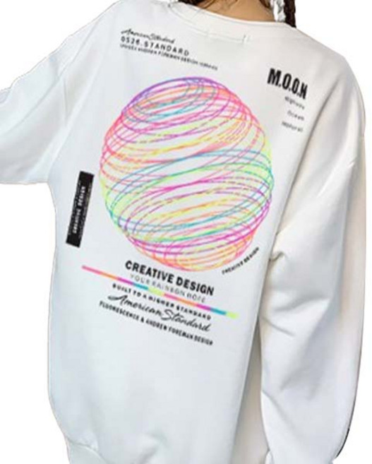 MCT 男女通用毛圈布寬鬆版極光大學T