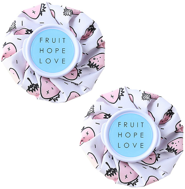 얼음 찜질 주머니 화이트딸기 14.5 x 14.5 cm, 2개