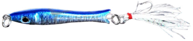 해동 자바 혼 크리스탈 틴셀 루어낚시 메탈지그 14g, Blue, 1개
