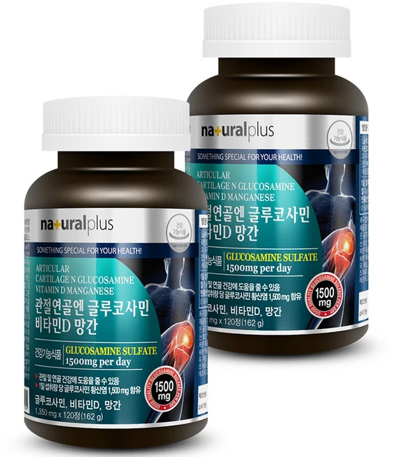 내츄럴플러스 관절연골엔 글루코사민 비타민D 망간, 120정, 2개 - 쿠팡