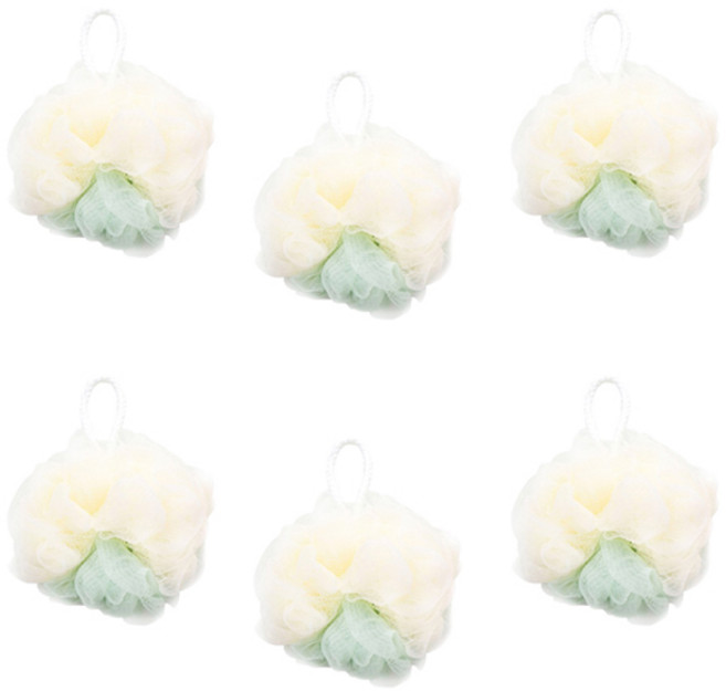 블럭마트 버블 샤워볼, 민트화이트, 1개입, 6개