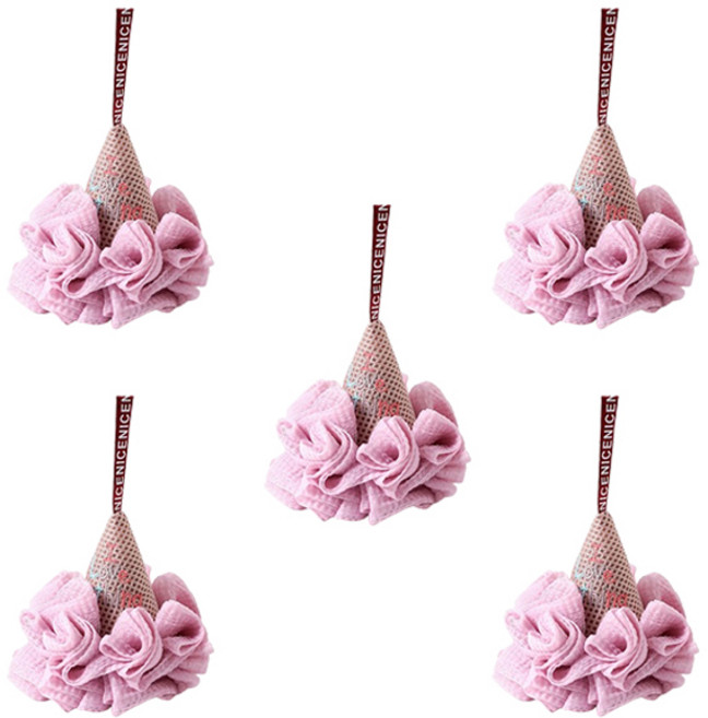 블럭마트 욕실 샤워볼 샤워타올, 핑크, 1개입, 5개