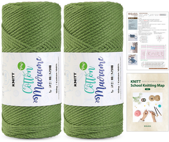 니뜨 뉴 코튼 마크라메 뜨개실 2p + 제니 크로스백 뜨개도안 + 니팅맵 mini, 1개, 24포레스트