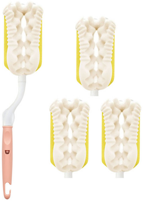 리에또 리필형 젖병솔 + 리필 스펀지 3p 세트, 1세트, 핑크