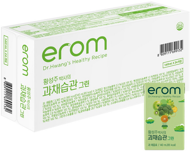 이롬 과채습관 그린, 140ml, 24개